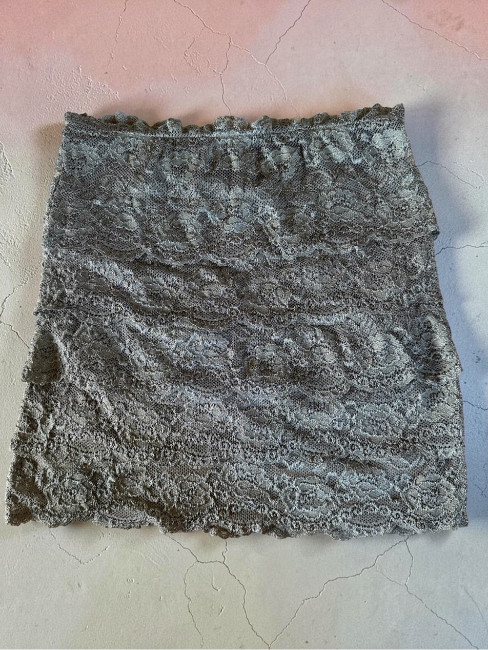 Brandy Melville Gray Lace Mini Skirt